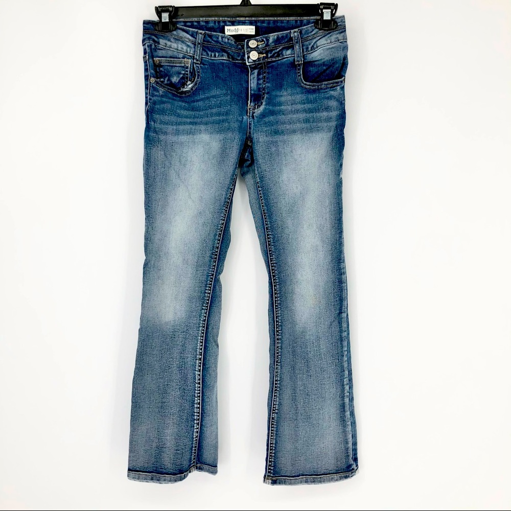 Mudd Girls Size 14.5 Skinny Boot Cut 5 Pocket Medium Wash Denim Blue Jeans